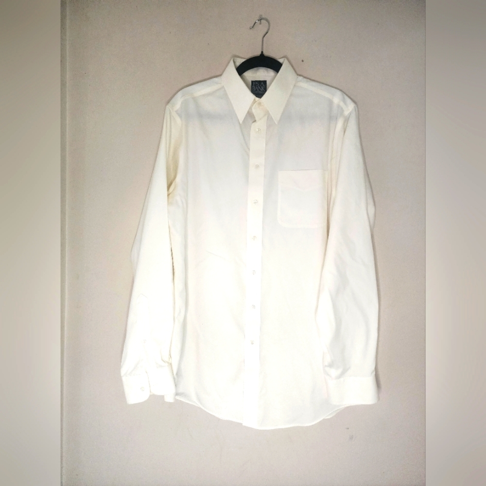 Jos A Bank Travelers Collection Ecru Dress Shirt Size 16 36